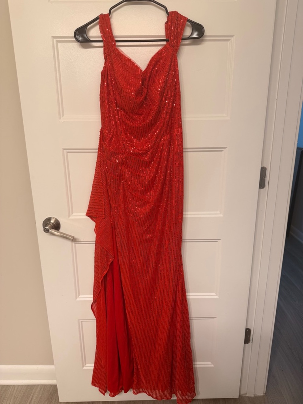 Source Unknown Red Sequin Draped Maxi Dress